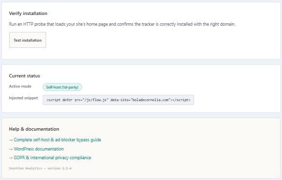 Install verification and current status in the Snorklee plugin