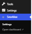 Snorklee menu in the WordPress admin sidebar